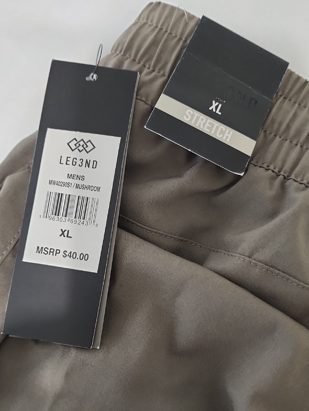 Men's Elastic Drawstring Joggers in Taupe - Picture 6 of 7